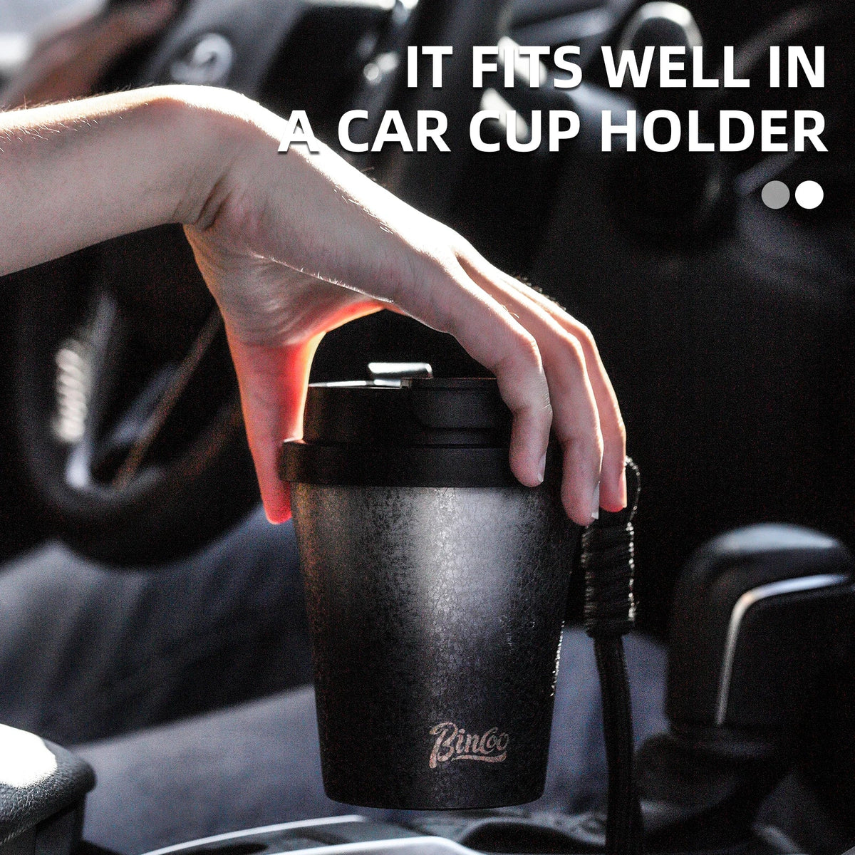 Bincoo 280ml Double Wall Ceramic Lined Travel Mug Car