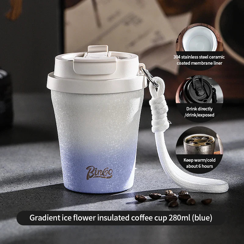 Bincoo 280ml Double Wall Ceramic Lined Travel Mug Car