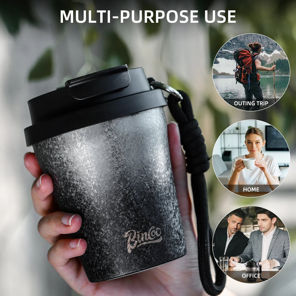 Bincoo 280ml Double Wall Ceramic Lined Travel Mug Car