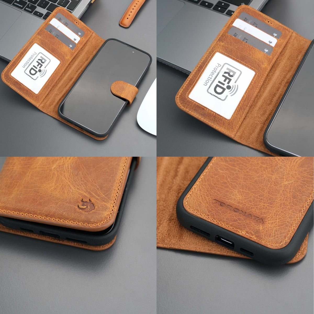 Casper Leather iPhone 15 Pro Max Wallet Case | Detachable MagSafe Compatible RFID Protection