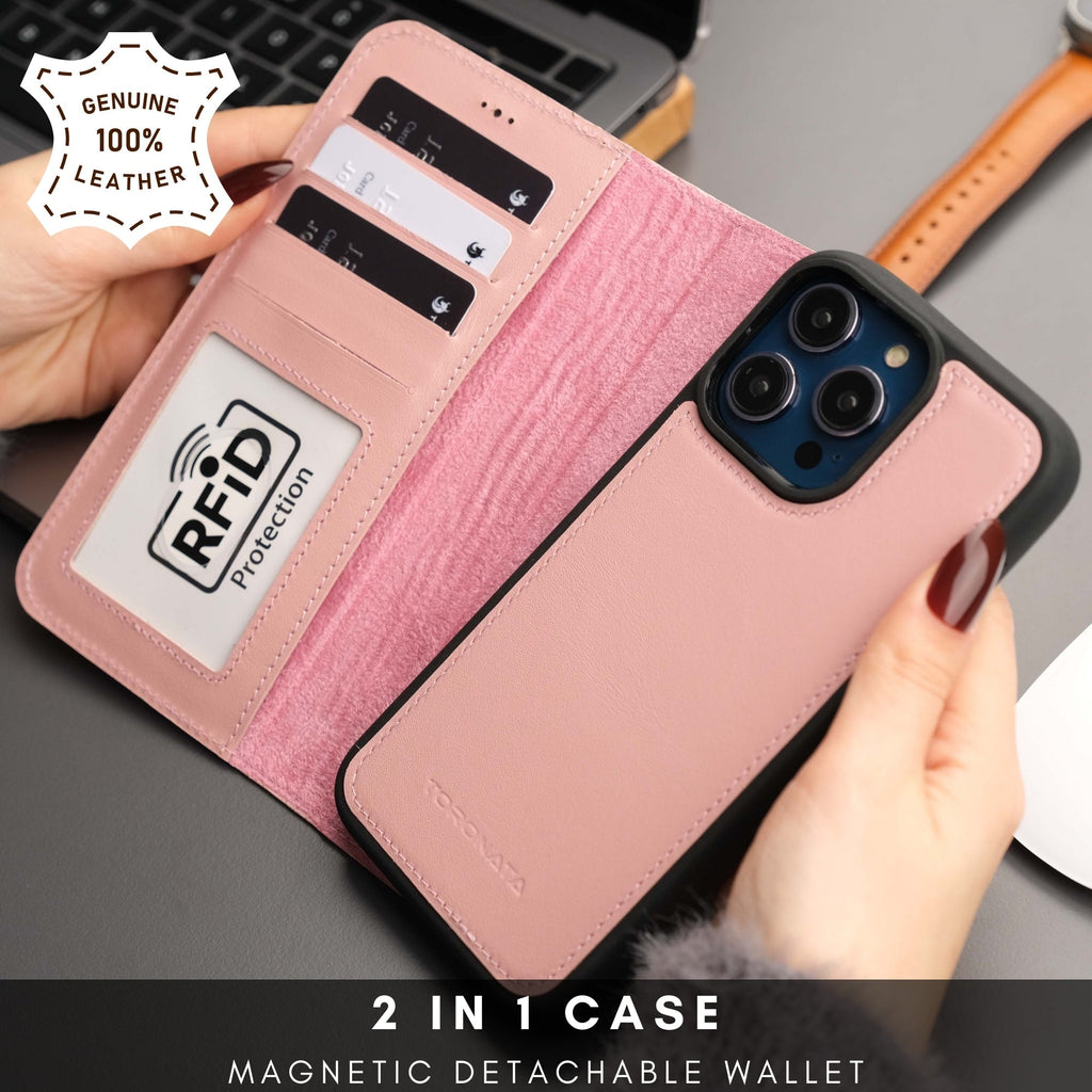 Casper Leather iPhone 15 Pro Max Wallet Case | Detachable MagSafe Compatible RFID Protection